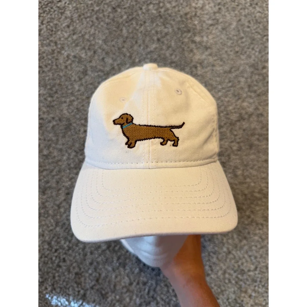 Harding Lane Hat Youth White Bud Dachshund Seaside Embroidered Baseball Cap